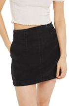 Women's Topshop A-line Denim Miniskirt Us (fits Like 0) - Black