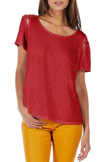 Women's Michael Stars Crisscross Detail Swing Tee, Size - Orange