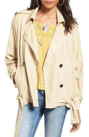 Women's Moon River Linen Blend Short Trench