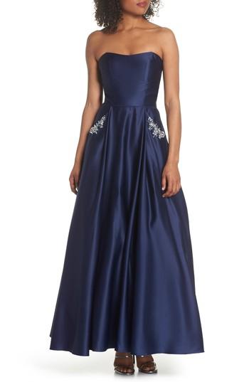 Women's Blondie Nites Embellished Strapless Ballgown - Blue