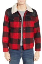 Men's Penfield Flatrock Buffalo Check Jacket With Faux Shearling Collar & Lining - Red