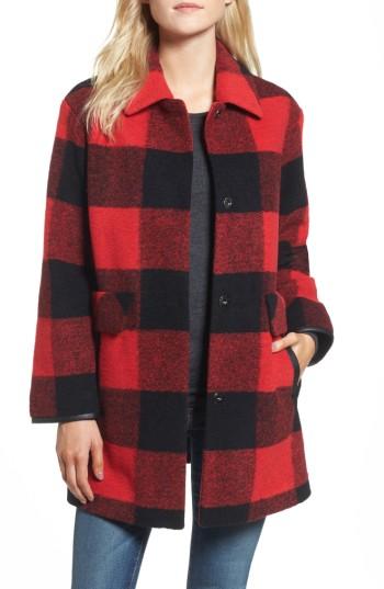 Women's Pendleton Paul Bunyan Plaid Wool Blend Barn Coat - Red