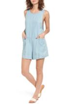 Women's Rvca Underdog Chambray Romper - Blue