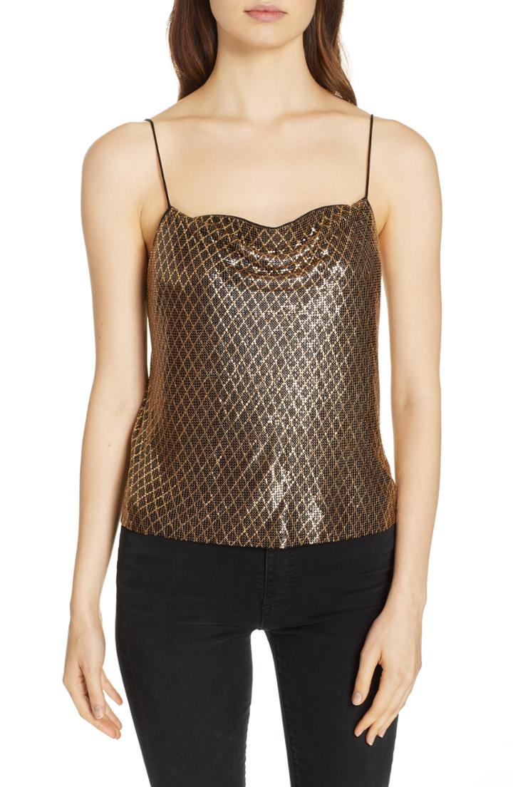 Women's Alice + Olivia Harmon Chain Mail Drapey Camisole - Metallic