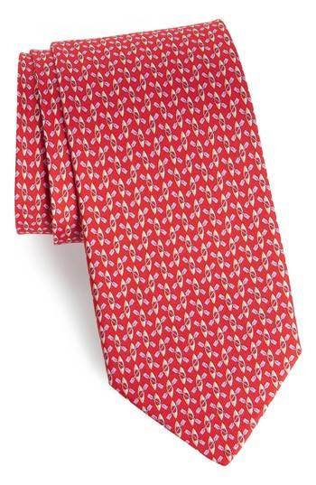 Men's Salvatore Ferragamo Elias Print Silk Tie, Size - Red