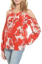 Women's Yumi Kim Morning Glory Cold Shoulder Silk Top - Red