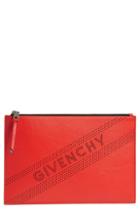 Givenchy Medium Perforated Logo Leather Pouch - Red