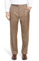 Men's Hickey Freeman Beacon Pleated Solid Wool Trousers