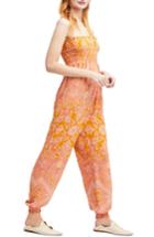 Women's Free People Thinking Of You Smocked Jumpsuit - Yellow