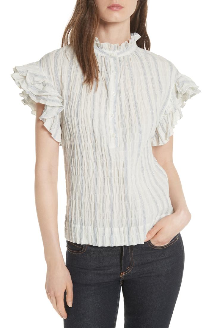 Women's Rebecca Taylor Ruffled Stripe Top