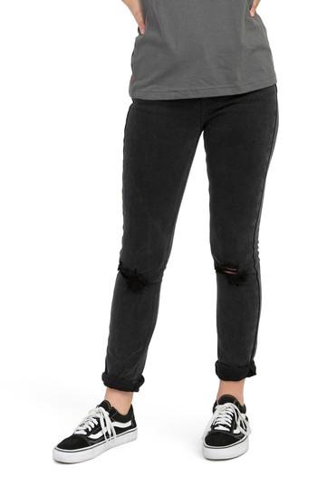 Junior Women's Rvca 'dayley' Skinny Jeans - Black