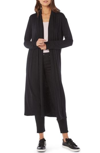 Women's Michael Stars French Terry Long Cardigan - Black
