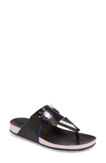 Women's Fendi Faces Flip Flop Us / 39.5eu - Black