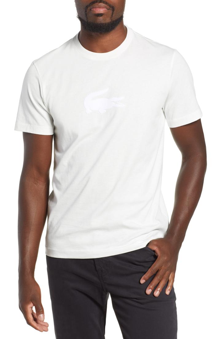 Men's Lacoste Regular Fit Flocked Croc T-shirt (xl) - Black