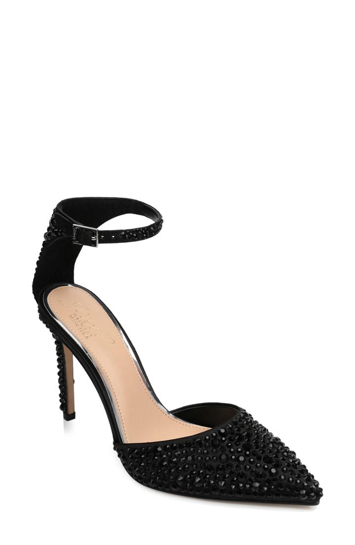 Women's Jewel Badgley Mischka Jimena Ankle Strap Pump .5 M - Black