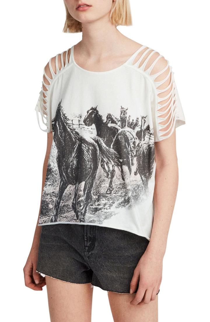 Women's Allsaints Riders Slash Shoulder Tee