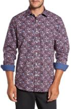 Men's Bugatchi Classic Fit Print Sport Shirt - Pink