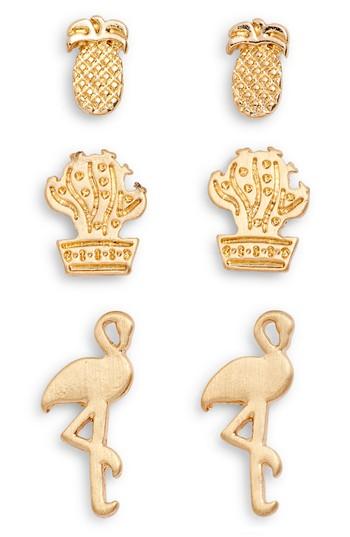 Women's Loren Olivia Tropical 3-pack Assorted Stud Earrings