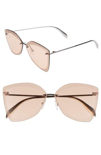 Women's Alexander Mcqueen 64mm Oversize Rimless Sunglasses - Ruthenium