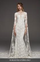 Women's Atelier Pronovias Halda Feather Off The Shoulder Crepe Gown, Size - Ivory