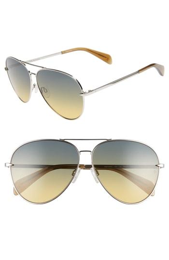 Women's Rag & Bone 63mm Oversize Aviator Sunglasses - Silver
