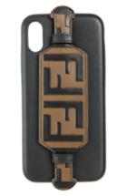 Fendi Logo Iphone X Leather Case - Black