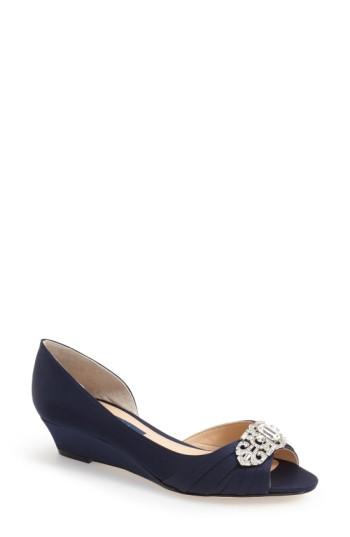 Women's Nina 'radha' Swarovski D'orsay Peep Toe Wedge .5 M - Blue
