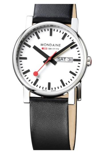 Men's Mondaine '(evo)lution' Leather Strap Watch, 38mm