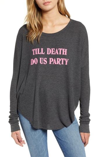 Women's Wildfox Till Death Do Us Party Thermal Tee - Black