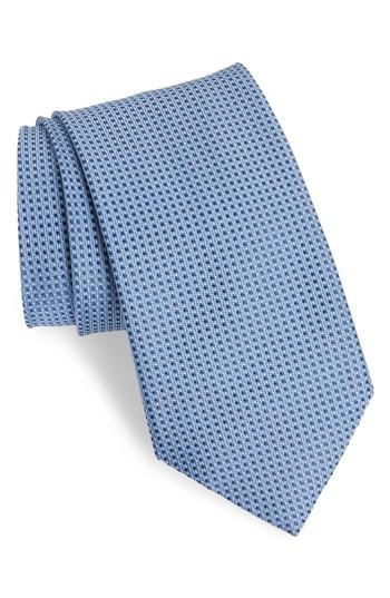 Men's Brioni Neat Geometric Silk Tie, Size - Blue