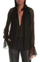 Women's Nili Lotan Arizona Silk Top - Black