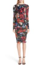 Women's Fuzzi Embroidered Floral Print Tulle Dress - Red