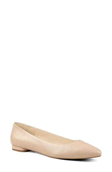 Women's Nine West 'onlee' Pointy Toe Flat .5 M - Beige