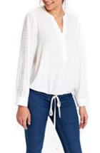 Women's Wallis Lace Inset Crepe Drawstring Top
