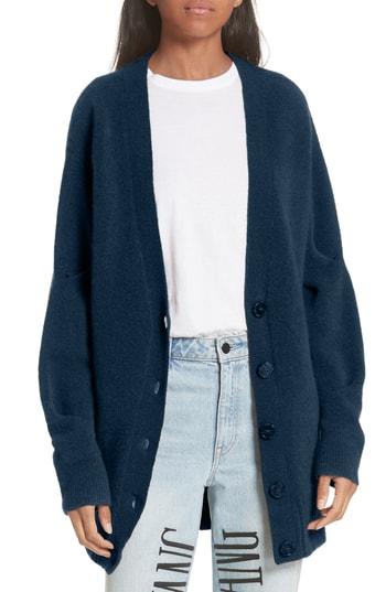 Women's T By Alexander Wang Pinch Sleeve Wool Blend Cardigan - Black