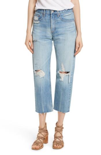 Women's Rag & Bone/jean High Waist Crop Straight Leg Jeans - Blue