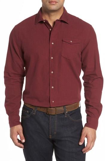 Men's Johnnie-o Patch Classic Fit Sport Shirt, Size - Burgundy