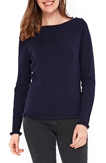 Women's Wallis Ruffle Trim Sweater Us / 18 Uk - Blue