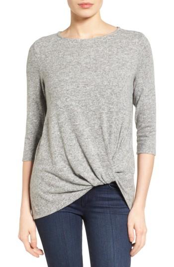 Women's Gibson Twist Front Cozy Fleece Pullover, Size - Grey