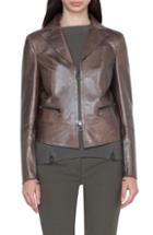 Women's Akris Metallic Leather Crop Jacket - Metallic