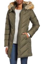 Women's Larry Levine Faux Fur Trim Hooded Jacket - Green