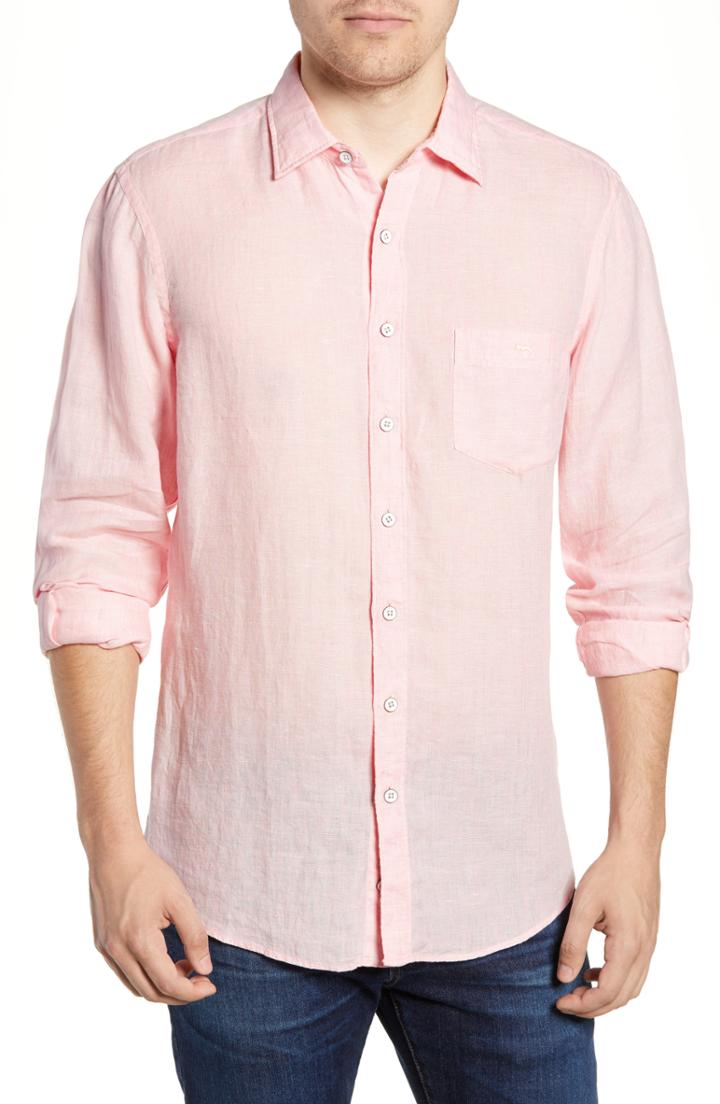 Men's Rodd & Gunn Pinnacle Hill Regular Fit Linen Sport Shirt - Red