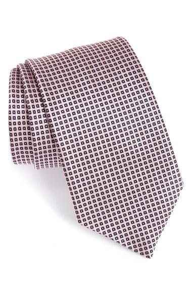 Men's Ermenegildo Zegna Geometric Silk Tie, Size - Pink