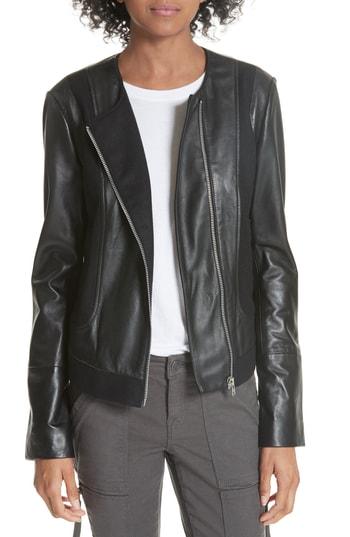 Women's Joie Morina Lambskin Leather Jacket - Black