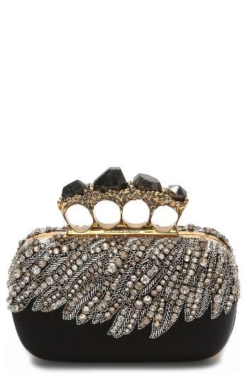 Alexander Mcqueen Eagle Wing Knuckle Box Clutch - Black