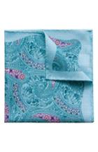 Men's Eton Paisley Cotton Pocket Square, Size - Blue