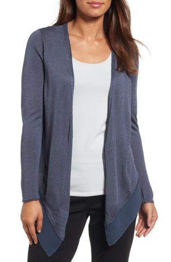 Petite Women's Nic+zoe Paired Up Silk Blend Cardigan, Size P - Grey