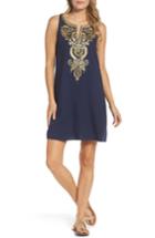 Women's Lilly Pulitzer Aubra Embroidered Shift Dress, Size - Blue
