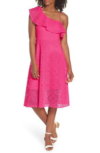 Women's Lilly Pulitzer Callisto Ruffle One-shoulder Midi Dress - Pink