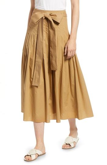 Women's J.crew Pleat Cotton Poplin Midi Skirt